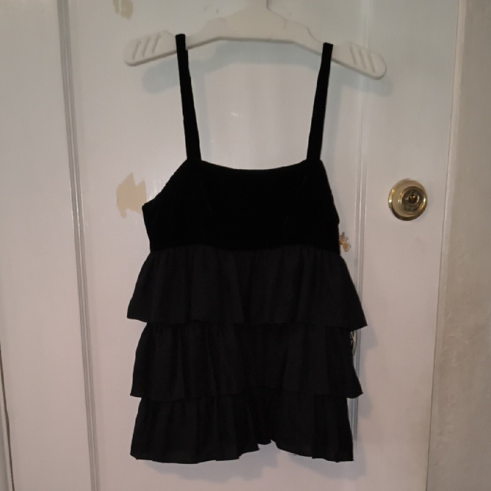 NWT ERIN by Erin Fetherston | Black Ruffle Tiered Top